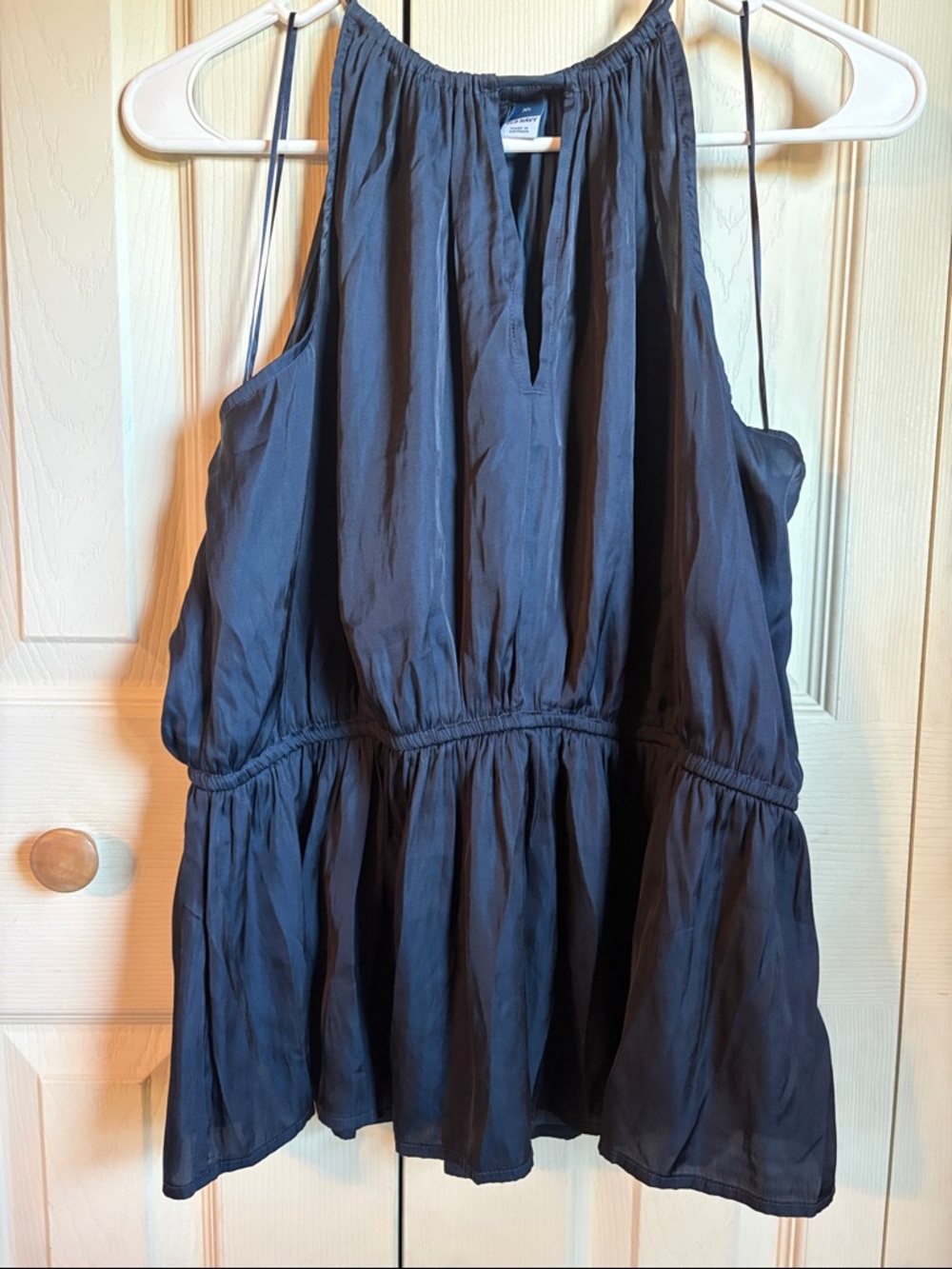 Old Navy Dark Blue Sleeveless Halter Peplum Top